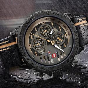 NAVIFORCE Men's Fashion Sports Watches Waterproof Leather Strap Creative Analog Quartz Wrist Watch Men Clock Relogio Masculino - DreamWeaversStore