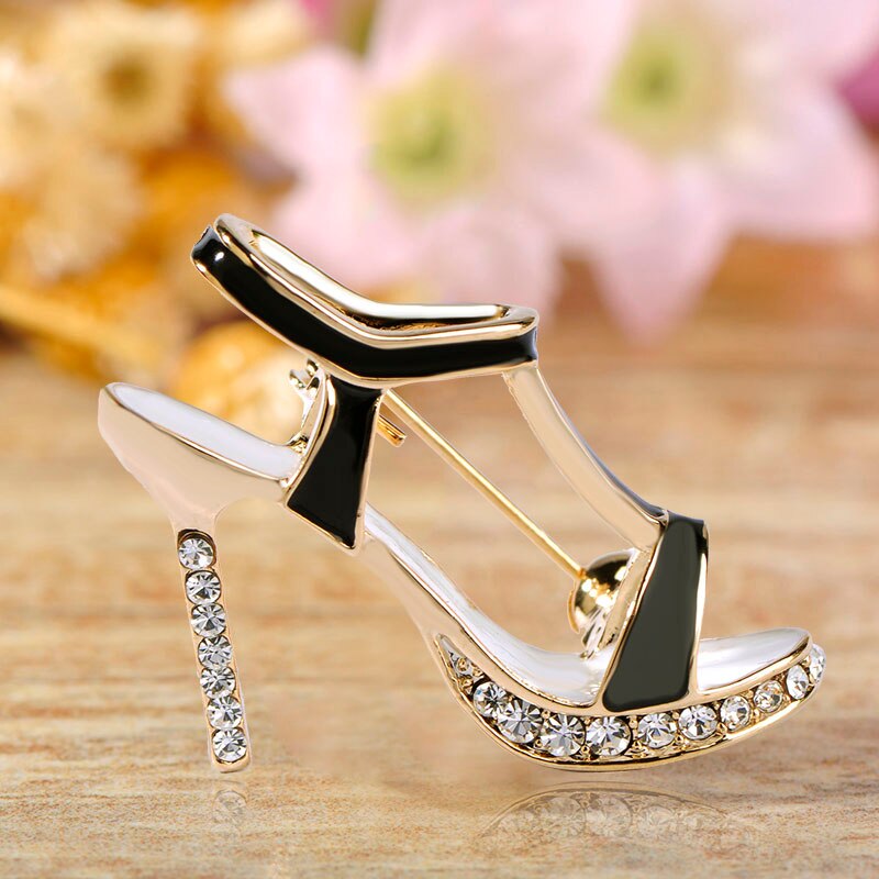 Blucome High Heels Shoes Brooch Crystal Red Enamel Sandals Brooches Corsage Clips For Suit Scarf Dress Women Girls Jewelry Pins - DreamWeaversStore