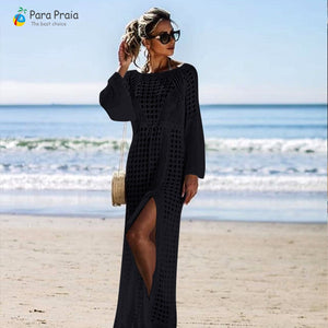 2020 Long Sleeve Crochet Swimwear Cover Up Sexy Stylish Tassel Beach Dress Women Bikini Cover Up Beachwear Loose Cardigan - DreamWeaversStore