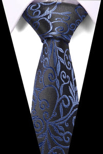 Male Dark Blue Striped  Luxury Tie 100% Silk Bussiness For Man Formal Wedding Party - DreamWeaversStore