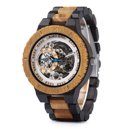 BOBO BIRD Wood Mechanical Watch Men Relogio Masculino Big Mens Watches Top Brand Luxury Timepieces erkek kol saati Dropshipping - DreamWeaversStore