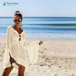 2020 Long Sleeve Crochet Swimwear Cover Up Sexy Stylish Tassel Beach Dress Women Bikini Cover Up Beachwear Loose Cardigan - DreamWeaversStore