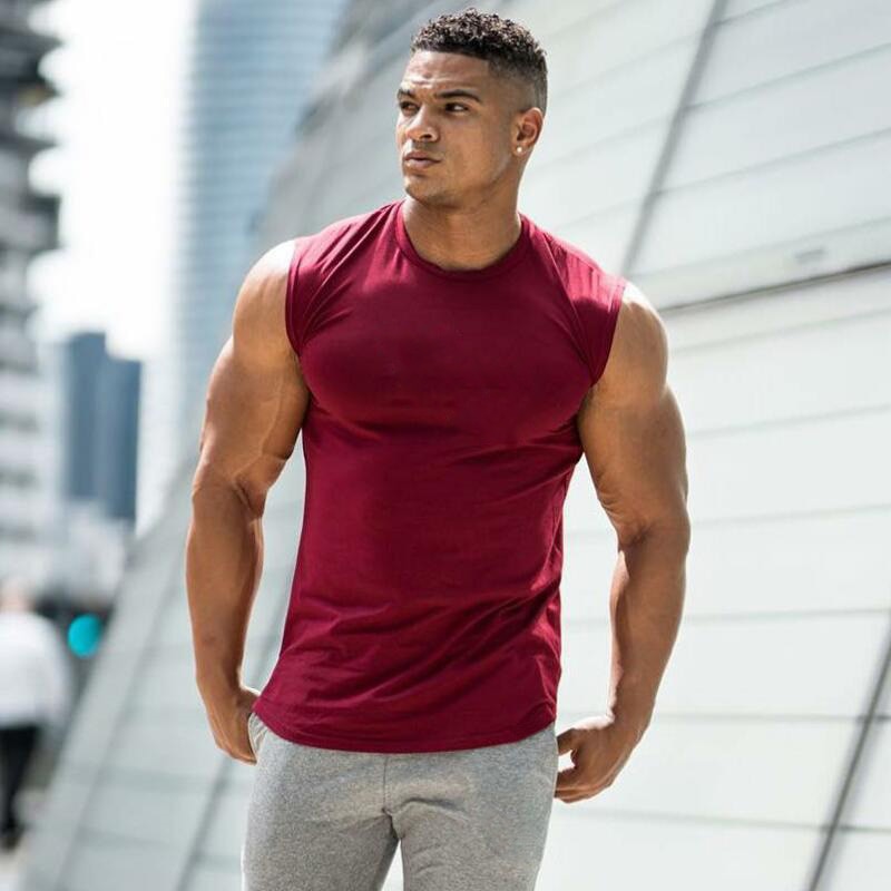 2021 Summer Newest Brand Mens Curved Hem Solid Color Gyms Stringers Vest Bodybuilding Clothing Fitness Man Tanks Tops - DreamWeaversStore