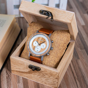 BOBO BIRD Stainless Steel Wooden Watch Chronograph Men Sport Waterproof Military Watches Relogio Masculino - DreamWeaversStore