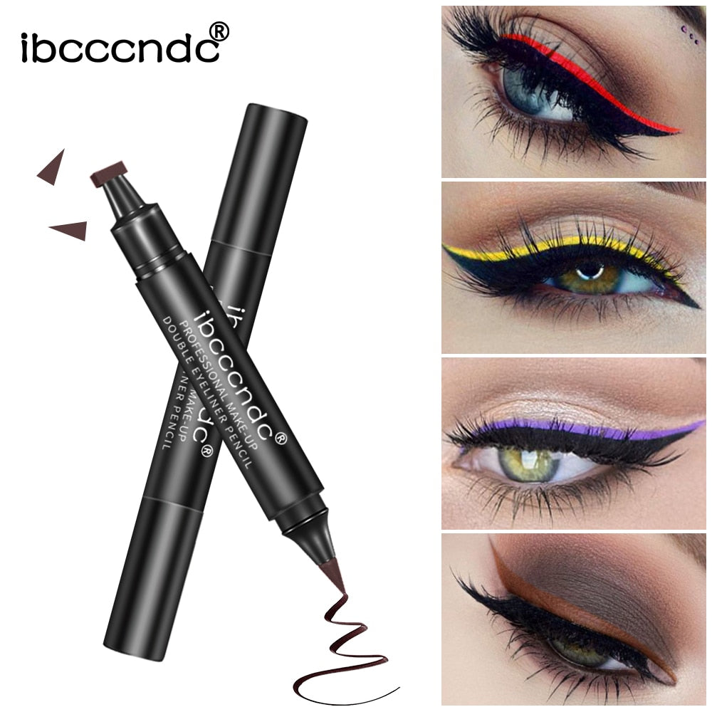 IBCCCNDC Brand Makeup Black Eye Liner Liquid Pencil Quick Dry Waterproof Black Double-ended Makeup Stamps Wing Eyeliner Pencil - DreamWeaversStore