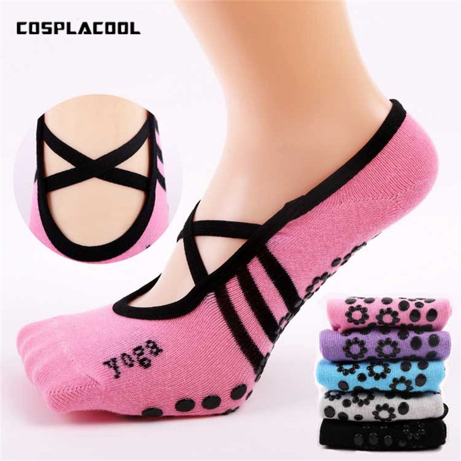 Women Anti Slip Bandage Cotton Fitness Yo ga Socks Ladies Ventilation Pilates Ballet Socks Dance Socks Grip Slippers 9 Colours - DreamWeaversStore