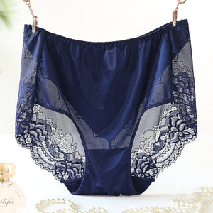 High Waist Lace Plus Size Panties Women Ice Silk Transparent Large Size Satin Briefs Intimates Female Big Underwear 4XL 5XL 6XL - DreamWeaversStore