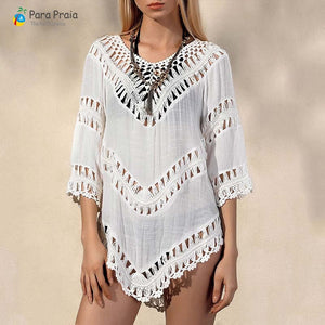 2020 Long Sleeve Crochet Swimwear Cover Up Sexy Stylish Tassel Beach Dress Women Bikini Cover Up Beachwear Loose Cardigan - DreamWeaversStore