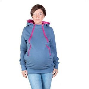 LILIGIRL Parenting Baby Hooded Sweatshirt Jacket 2021 Mother Pregnant Women Kangaroo Pullovers Tops Clothes for Maternity Wear - DreamWeaversStore