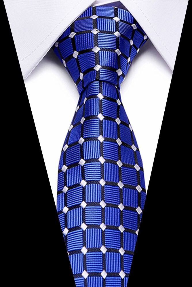 Male Dark Blue Striped  Luxury Tie 100% Silk Bussiness For Man Formal Wedding Party - DreamWeaversStore