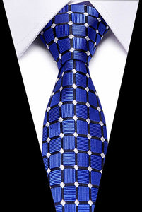 Male Dark Blue Striped  Luxury Tie 100% Silk Bussiness For Man Formal Wedding Party - DreamWeaversStore