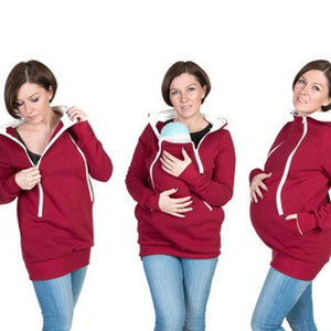 LILIGIRL Parenting Baby Hooded Sweatshirt Jacket 2021 Mother Pregnant Women Kangaroo Pullovers Tops Clothes for Maternity Wear - DreamWeaversStore