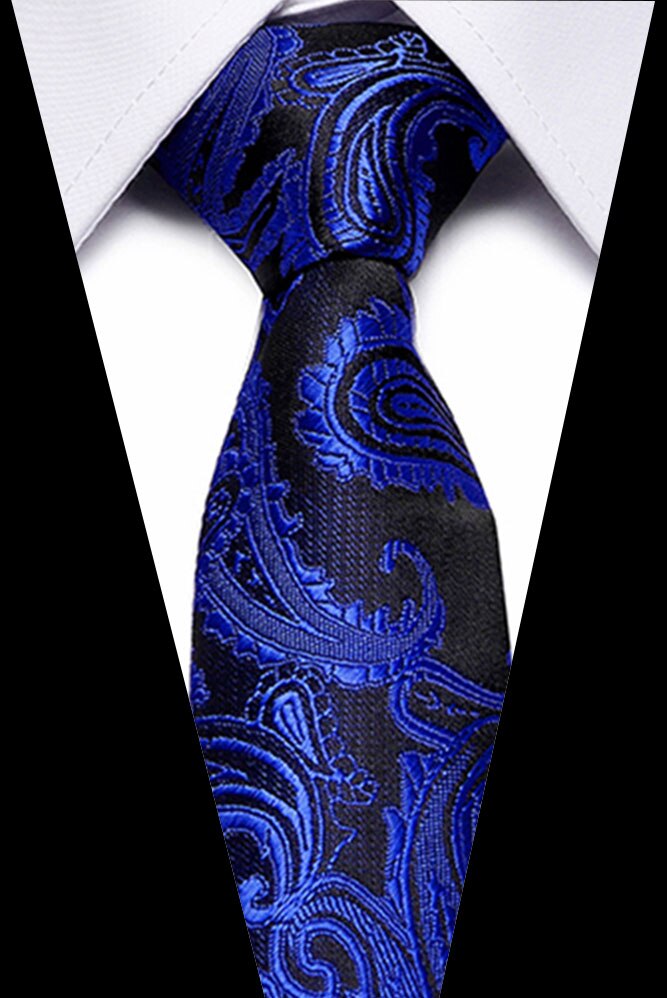 Male Dark Blue Striped  Luxury Tie 100% Silk Bussiness For Man Formal Wedding Party - DreamWeaversStore