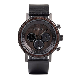 BOBO BIRD Stainless Steel Wooden Watch Chronograph Men Sport Waterproof Military Watches Relogio Masculino - DreamWeaversStore