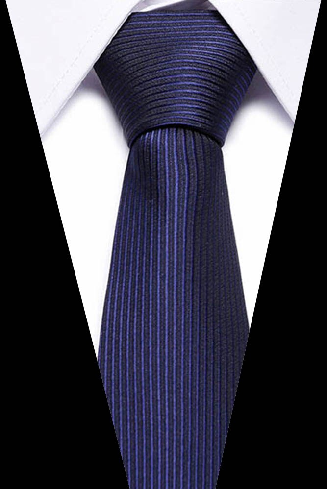 Male Dark Blue Striped  Luxury Tie 100% Silk Bussiness For Man Formal Wedding Party - DreamWeaversStore