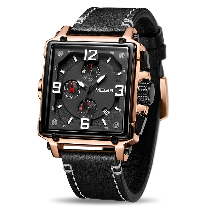 MEGIR Creative Men Watch Top Brand Luxury Chronograph Quartz Watches Clock Men Leather Sport Army Military Wrist Watches Saat - DreamWeaversStore