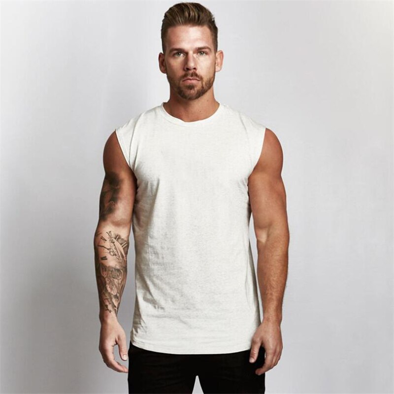 2021 Summer Newest Brand Mens Curved Hem Solid Color Gyms Stringers Vest Bodybuilding Clothing Fitness Man Tanks Tops - DreamWeaversStore