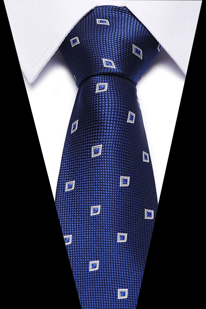 Male Dark Blue Striped  Luxury Tie 100% Silk Bussiness For Man Formal Wedding Party - DreamWeaversStore