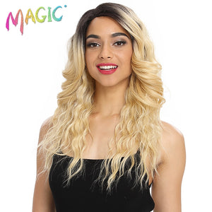 MAGIC Long Wavy Synthetic Hair Wig 22"Inch Side Part Wigs For Black Women New Colors Red Mixed Cosplay Wig Synthetic Wig - DreamWeaversStore