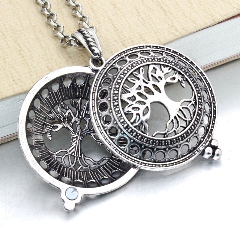 Aromatherapy Jewelry Locket Necklace Tree of Life Necklace Essential Oil Diffuser Perfume Aroma Diffuser Necklace Christmas Gift - DreamWeaversStore