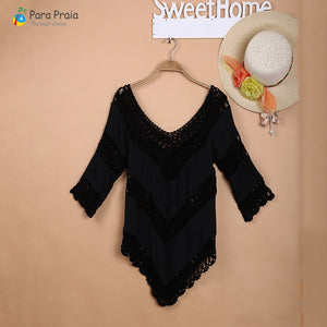 2020 Long Sleeve Crochet Swimwear Cover Up Sexy Stylish Tassel Beach Dress Women Bikini Cover Up Beachwear Loose Cardigan - DreamWeaversStore