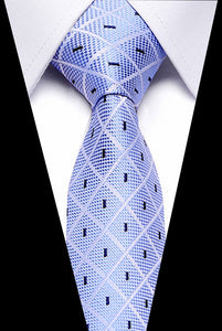 Male Dark Blue Striped  Luxury Tie 100% Silk Bussiness For Man Formal Wedding Party - DreamWeaversStore