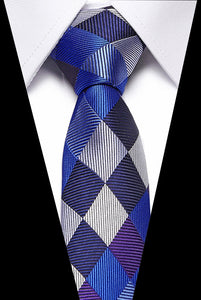 Male Dark Blue Striped  Luxury Tie 100% Silk Bussiness For Man Formal Wedding Party - DreamWeaversStore