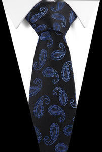 Male Dark Blue Striped  Luxury Tie 100% Silk Bussiness For Man Formal Wedding Party - DreamWeaversStore