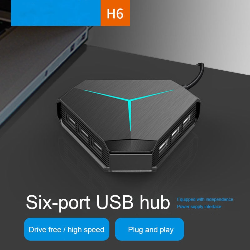 6 Ports USB 2.0 Hub USB Splitter High Speed TF SD Card Reader with eaphone microphone interface For PC Computer Accessories - DreamWeaversStore