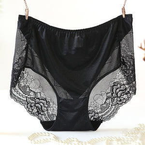 High Waist Lace Plus Size Panties Women Ice Silk Transparent Large Size Satin Briefs Intimates Female Big Underwear 4XL 5XL 6XL - DreamWeaversStore