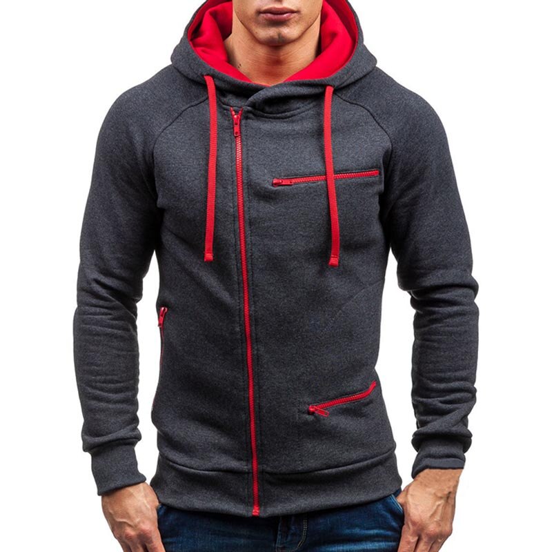 Men Hoodie Sweatshirt New Casual Solid Long Sleeve Mens Hoodies Slim Zipper Hooded Cardigan Sweatshirts Men Hoody Sweat Homme - DreamWeaversStore