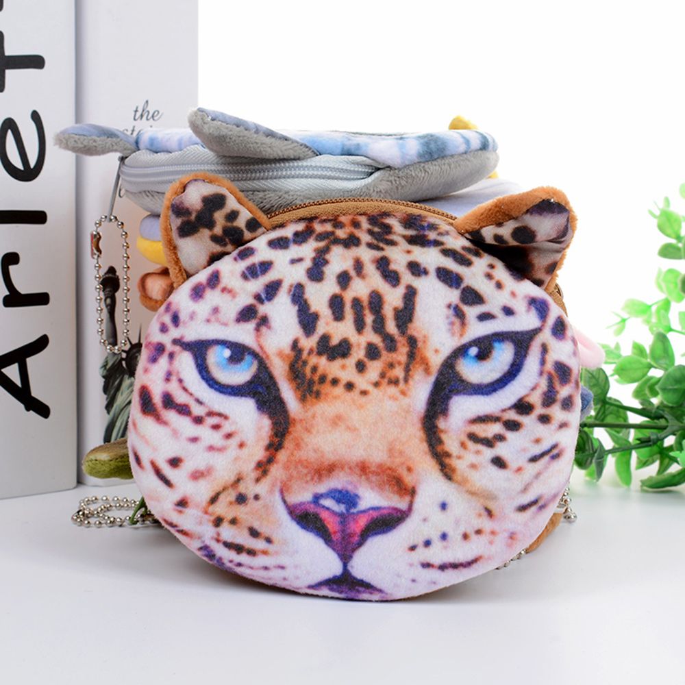 Cute Mini Coin Purse Animal Face Cartoon Cat Dog Bag Plush Zipper Children Girls Wallet Card Key Holder Handbag Bag Headset Bag - DreamWeaversStore