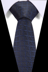 Male Dark Blue Striped  Luxury Tie 100% Silk Bussiness For Man Formal Wedding Party - DreamWeaversStore