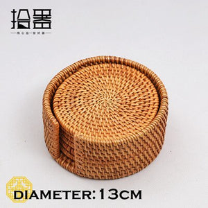 6pcs/lot Creative Coasters Set Cup Cushion Kungfu Tea Set Tableware Placemat Dish Mat Rattan Weave Cup Mat Pad Tea Accessories - DreamWeaversStore