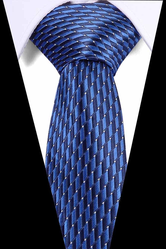 Male Dark Blue Striped  Luxury Tie 100% Silk Bussiness For Man Formal Wedding Party - DreamWeaversStore