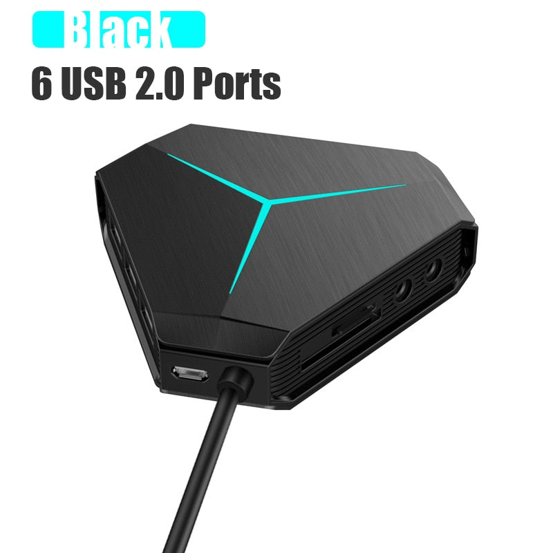 6 Ports USB 2.0 Hub USB Splitter High Speed TF SD Card Reader with eaphone microphone interface For PC Computer Accessories - DreamWeaversStore