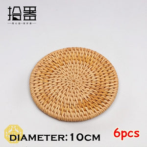 6pcs/lot Creative Coasters Set Cup Cushion Kungfu Tea Set Tableware Placemat Dish Mat Rattan Weave Cup Mat Pad Tea Accessories - DreamWeaversStore