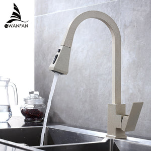 Kitchen Faucets Square Black Single Handle Pull Out Kitchen Tap Single Hole Swivel 360 Degree Rotation Water Mixer Tap 866399R - DreamWeaversStore