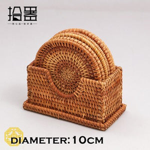 6pcs/lot Creative Coasters Set Cup Cushion Kungfu Tea Set Tableware Placemat Dish Mat Rattan Weave Cup Mat Pad Tea Accessories - DreamWeaversStore