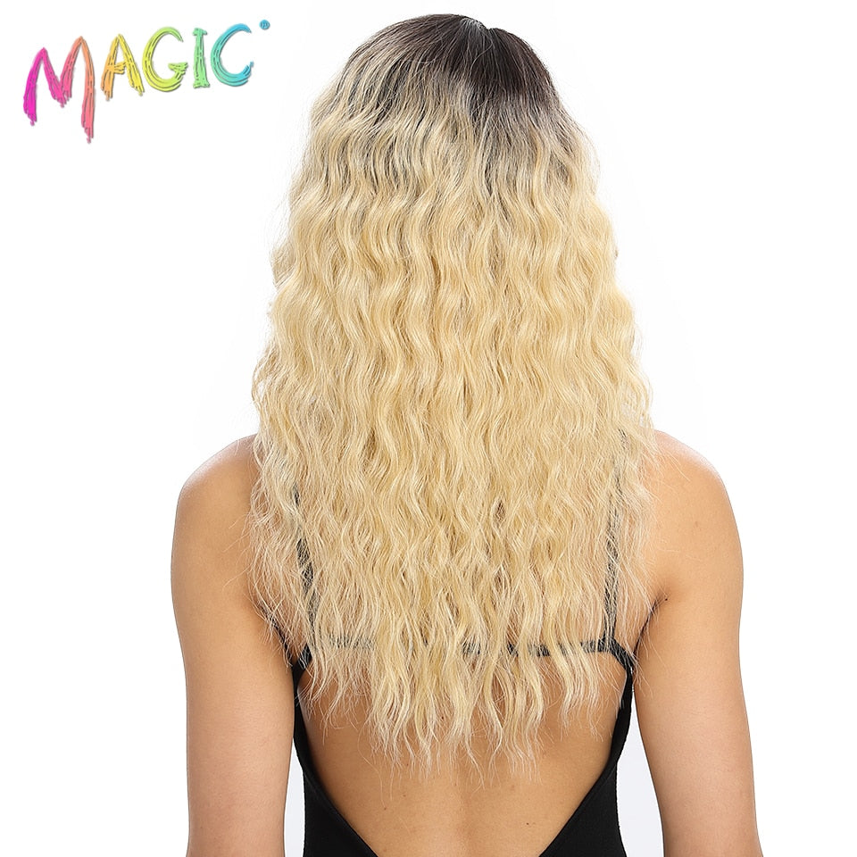 MAGIC Long Wavy Synthetic Hair Wig 22"Inch Side Part Wigs For Black Women New Colors Red Mixed Cosplay Wig Synthetic Wig - DreamWeaversStore