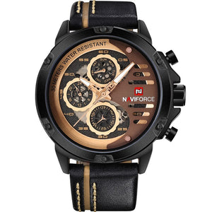 NAVIFORCE Men's Fashion Sports Watches Waterproof Leather Strap Creative Analog Quartz Wrist Watch Men Clock Relogio Masculino - DreamWeaversStore