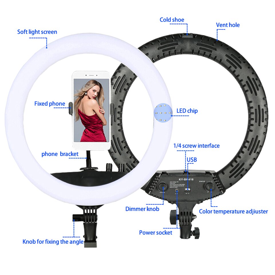 WalkingWay 18 inch Selfie Ring Lamp Photography Lighting LED Ring Light with Tripod Stand Bracket for Photo Studio/Youtube/Video - DreamWeaversStore