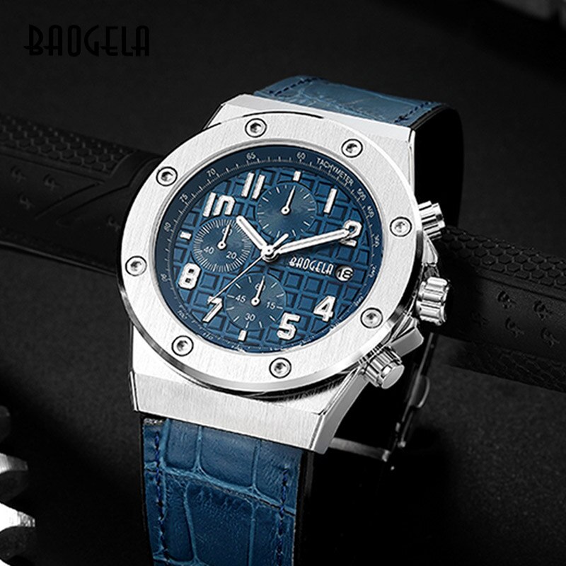 BAOGELA Homme Nouveau Quartz Montres 2019 Étanche Chronographe décontracté Lumineux Montre-Bracelet Homme En Cuir Bracelet Relog - DreamWeaversStore