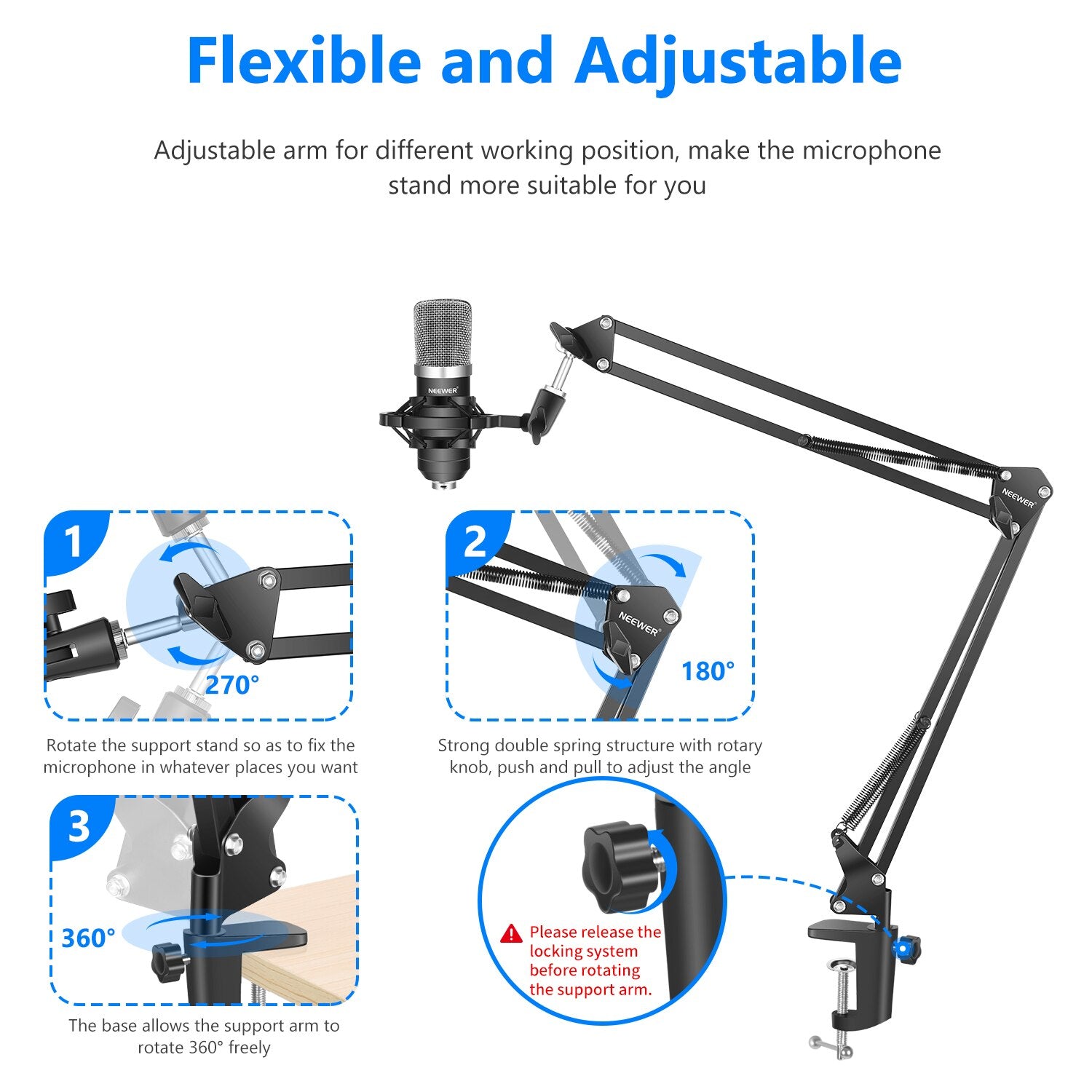 Neewer NW-800 Professional Studio Condenser Mic & NW-35 Adjustable Recording Mic Suspension  Arm Stand with Shock Mount KIT - DreamWeaversStore