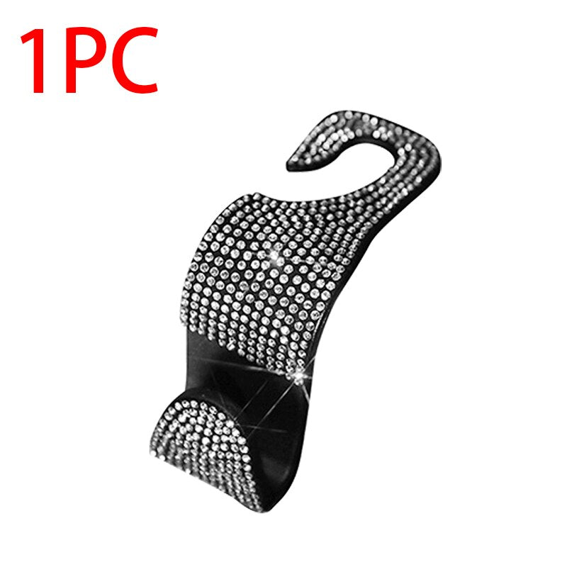 Creative Car Seat Back Hook Diamond Rhinestones Hanger Auto Headrest Objects Support Universal Mount Clips Bling Car Accessories - DreamWeaversStore