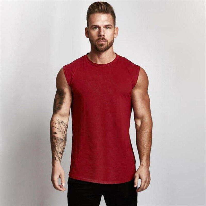 2021 Summer Newest Brand Mens Curved Hem Solid Color Gyms Stringers Vest Bodybuilding Clothing Fitness Man Tanks Tops - DreamWeaversStore