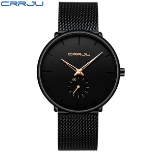 CRRJU Fashion Blue Men Watch Top Luxury Brand Minimalist Ultra-thin Quartz Watch Casual Waterproof Clock Relogio Masculino - DreamWeaversStore