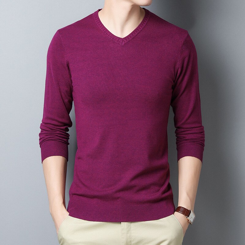 8-color Men's Round Neck Knitted Sweater Fashion Slim Fit Solid Color Spring Autumn Thin Casual Pullover Sweater Male Clothes - DreamWeaversStore