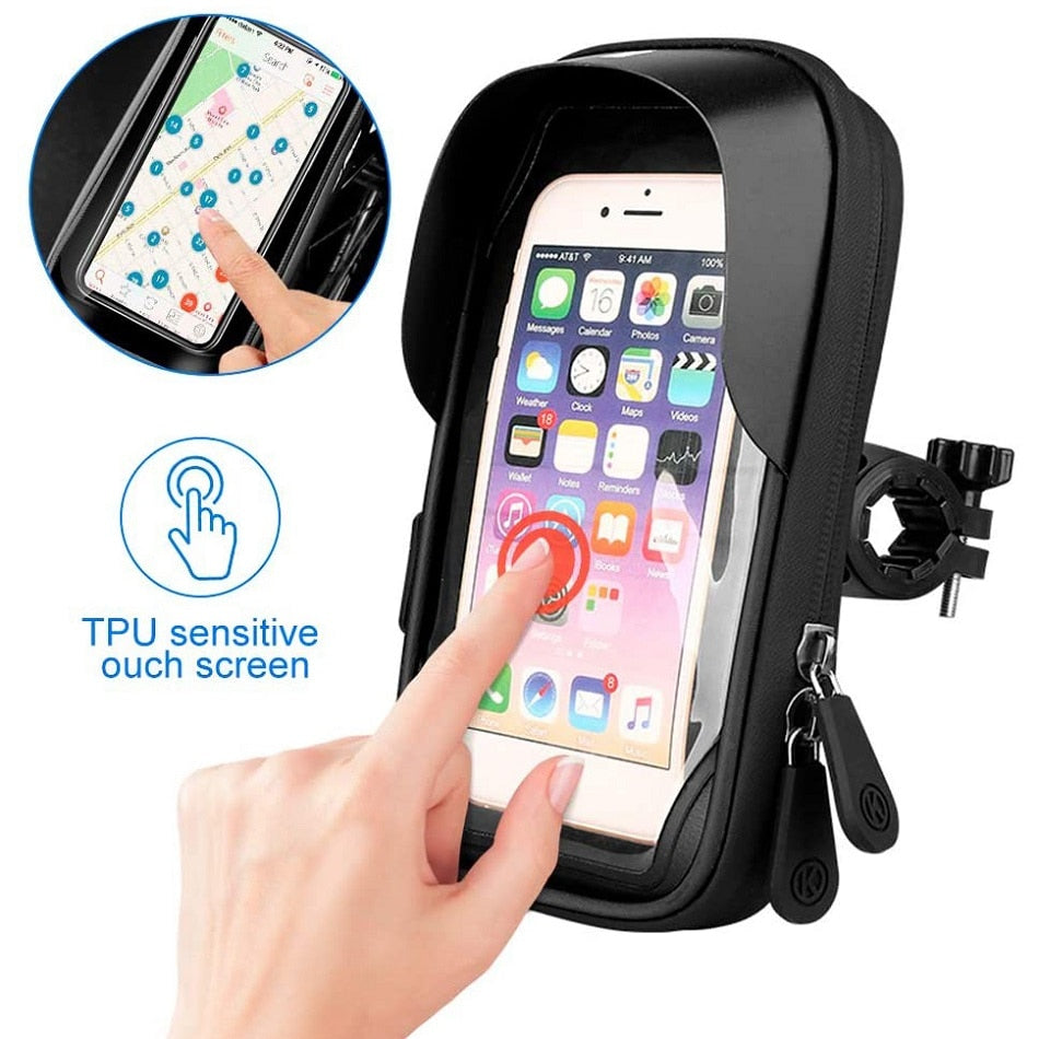 Waterproof Bicycle Motorcycle Phone Holder Bike Phone Touch Screen Bag 6.4inch Bicycle Handlebar Holder for iPhone 12Pro Samsung - DreamWeaversStore