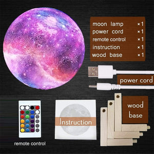 Moon Lamp Kids Night Light Galaxy Lamp 16 Colors LED 3D Star Moon Light Change Touch And Remote Control Galaxy Light For Gifts - DreamWeaversStore